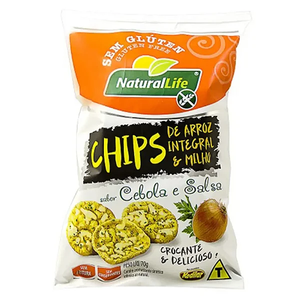 Chips de Arroz Integral NaturalLife Cebola e Salsa 70g | s/Glúten