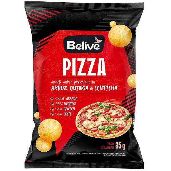 Snacks sabor Pizza c/Arroz, Quinoa e Lentilha 35g | Belive