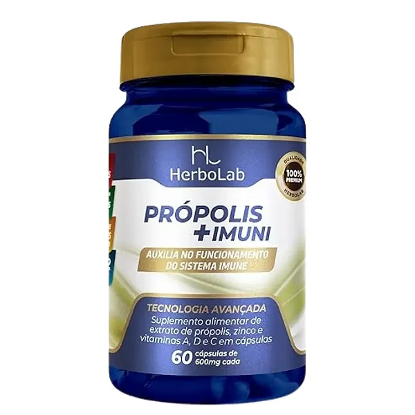 Suplemento Alimentar Herbo Lab Própolis + Imuni (Própolis + Zinco + Vitamina A, D e C) - 60 Cápsulas (600mg)