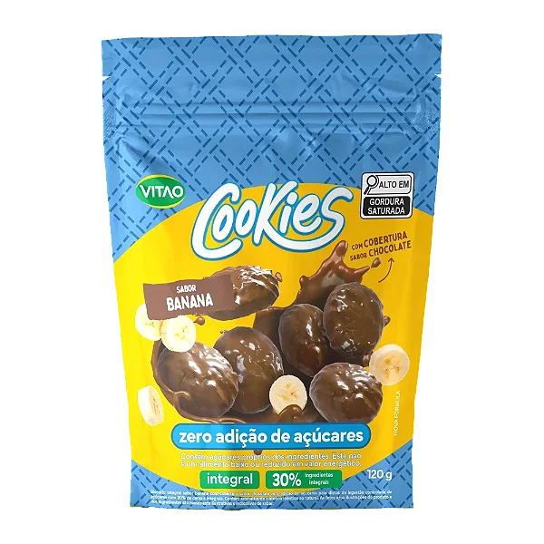 Cookies Zero Açúcar c/Cobertura de Chocolate Vitao 120g