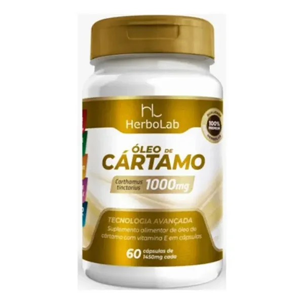 Óleo de Cártamo Herbolab 1000mg 60 cápsulas