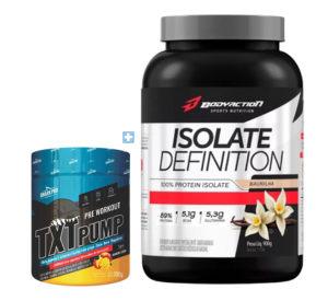 Kit Pré-Treino TXT Pump Mango Loco Shark Pro 300g + Whey Isolate Definition Baunilha Bodyaction 900g
