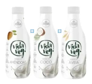 Kit 3 Bebidas Vegetais Vida Veg | 1 Aveia 700ml + 1 Coco 700ml + 1 Amêndoas 700ml