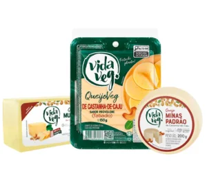 Kit 3 Queijos Vida Veg | 1 Queijo Minas 200g + 1 Queijo Muçarela 300g + 1 Queijo Fatiado Provolone 150g