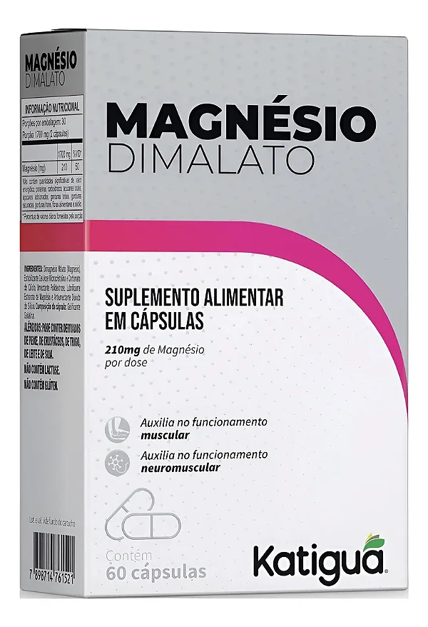 Magnésio Dimalato 210mg Katiguá 60 cápsulas