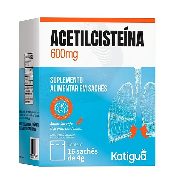Acetilcisteína NAC Katiguá 600mg 16 sachês de 4g