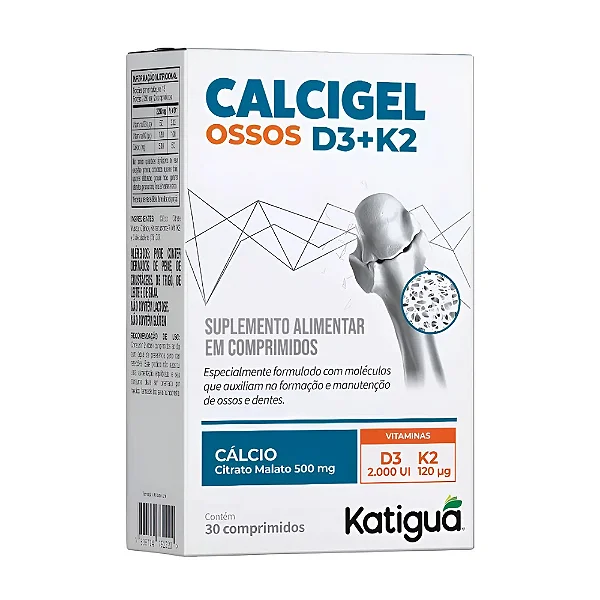 Calcigel Osso CCM + D3 + K2 Katiguá c/30 cápsulas