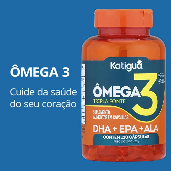Ômega 3 Tripla Fonte DHA+EPA+ALA Katiguá 1000mg 120 cápsulas