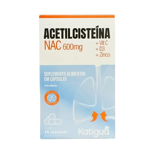 Acetilcisteína NAC Katiguá 600mg 16 cápsulas