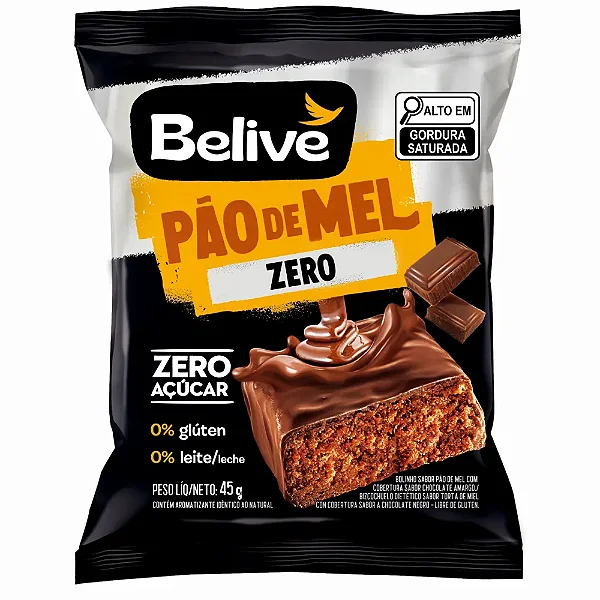 Pão de Mel Belive Zero Sem Glúten Sem Açúcar Sem Leite 45g