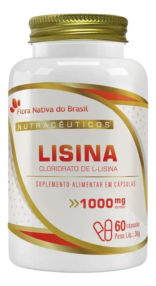 Lisina 1000mg/porção Flora Nativa 60 cápsulas