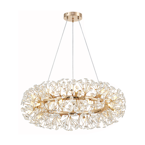 Luminária Pendente Buna - Dourado - 20*G9 - Cristal Dourado - 80cm - Astraled