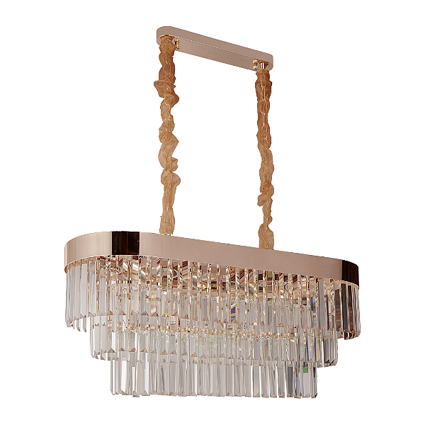 Luminária Pendente Sable Retangular Cristal - 12*E14 - 80cm - Astraled