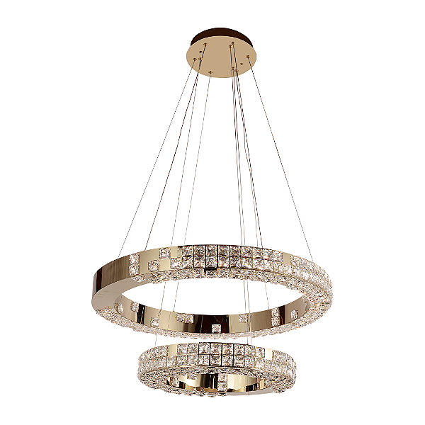 Pendente Led Zephy - Dourado Cristal - Multicolor - 84w - (D)80cm e D(50cm) - Astraled
