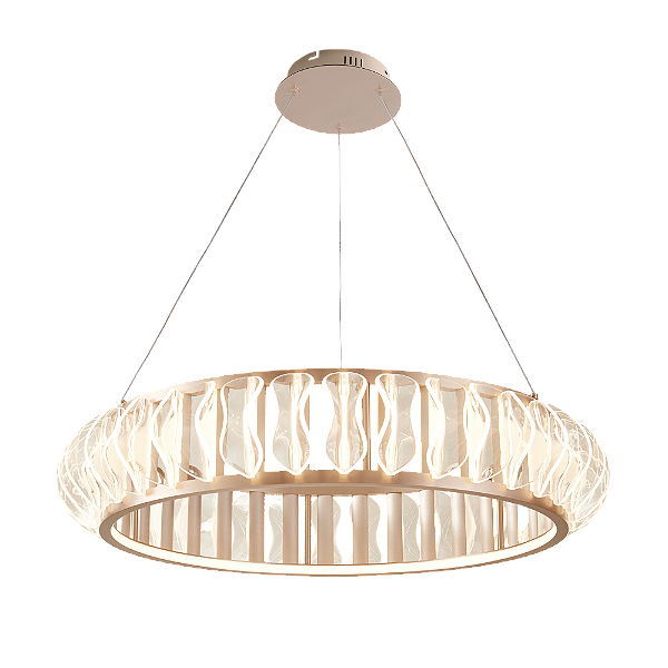 LUMINÁRIA PENDENTE LED WAVY Ø80CM Ouro Champagne 100W | 7500lm | 2.700K | 100-270V