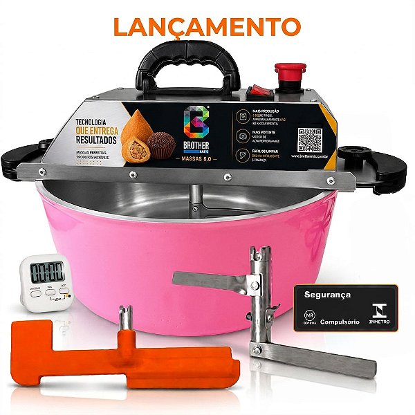 36CM - Misturadora Rosa para DOCES E MASSAS até 6kg de Massa pronta com ajuste fino de velocidade, bivolt com chave seletora