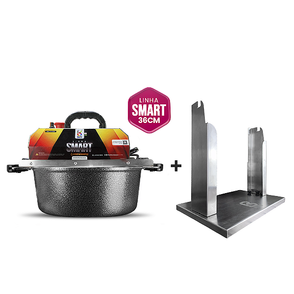 COMBO PANELA MISTURADORA SMART 36CM + SUPORTE VIRADOR 5 EM 1