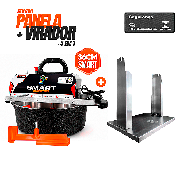 COMBO PANELA MISTURADORA SMART 36CM + SUPORTE VIRADOR 5 EM 1
