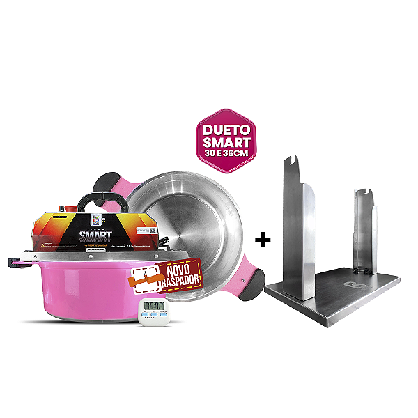 COMBO PANELA MISTURADORA DUETO SMART 30 E 36CM + SUPORTE VIRADOR