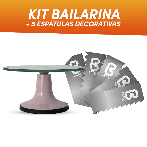 KIT BAILARINA ROSA BEBÊ CINTILANTE BROTHERMIX + 5 ESPÁTULAS DECORATIVAS