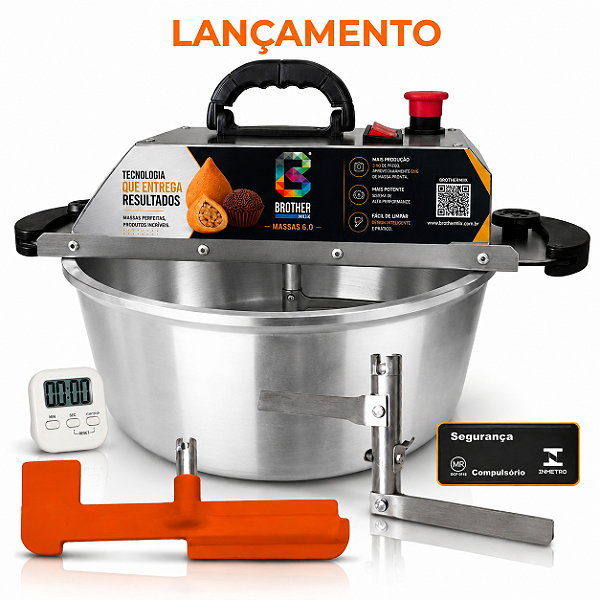 36CM - Misturadora Polida para DOCES E MASSAS até 6kg de Massa pronta com ajuste fino de velocidade, bivolt com chave seletora