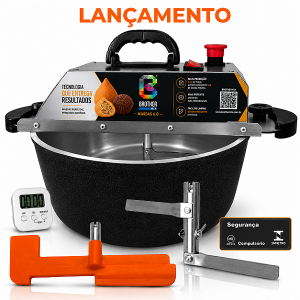 36CM - Misturadora Preta para DOCES E MASSAS até 6kg de Massa pronta com ajuste fino de velocidade, bivolt com chave seletora