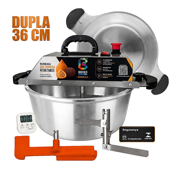 36CM - Misturadora DUPLA POLIDA para DOCES E MASSAS com ajuste fino de velocidade, bivolt com chave seletora