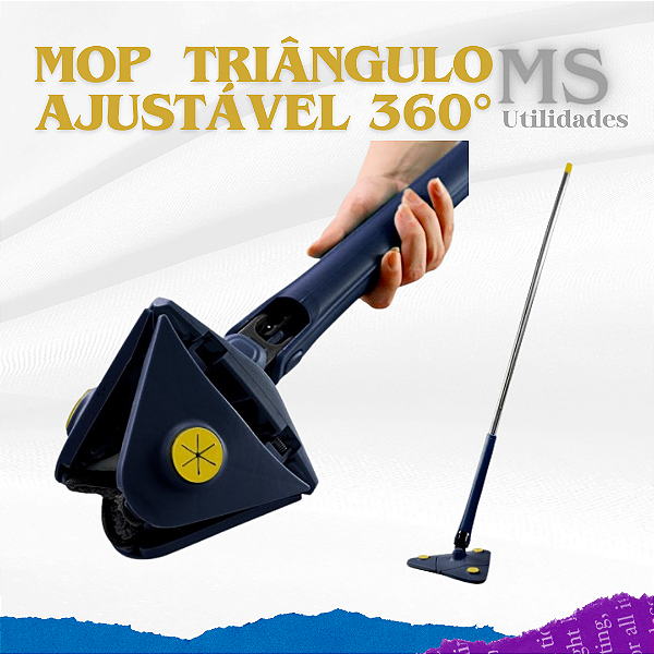 Mop De Limpeza Triângulo Ajustável Giratório 360°