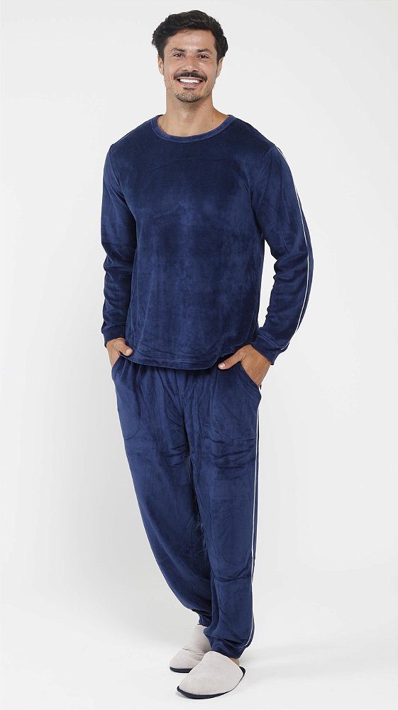 Pijama Masculino de Inverno em Plush Veludado Azul - Pijamas, Macacões,  Camisolas, Roupões e Robes Confortáveis e Estilosos Para Toda a Família/  Loja Virtual
