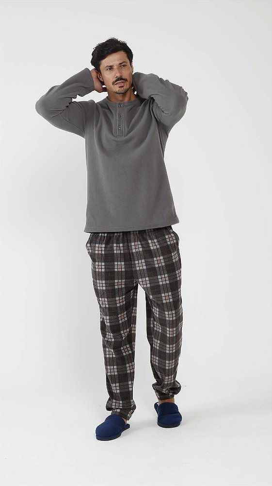 Pijama Masculino de Inverno em Soft - Cinza Xadrez - Pijamas, Macacões,  Camisolas, Roupões e Robes Confortáveis e Estilosos Para Toda a Família/  Loja Virtual