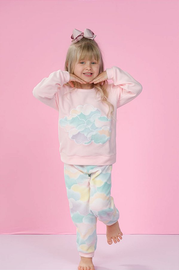 Pijama Feminino Infantil de Inverno - Nuvem - Pijamas, Macacões, Camisolas,  Roupões e Robes Confortáveis e Estilosos Para Toda a Família/ Loja Virtual