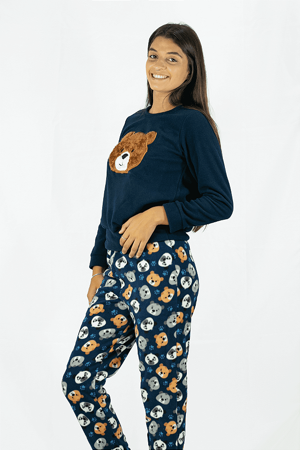 Pijama Feminino Longo em Soft Urso