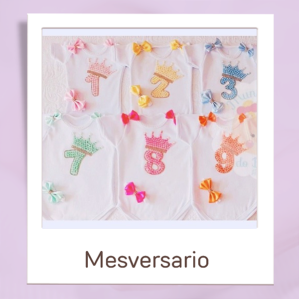 Kit 6 Bodys mêsversario Princesa Luxo