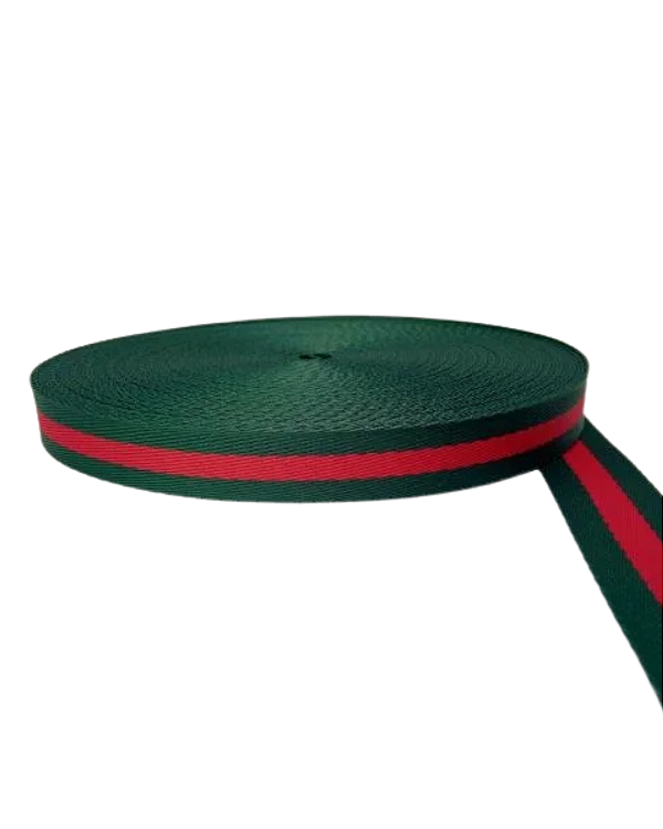 ALÇA 30MM 1 LISTRA COR MILITAR LISTRA VERMELHA (METRO)