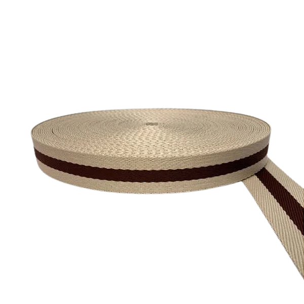 ALÇA 40MM 1 LISTRA COR MARFIM LISTRA CAFÉ (METRO)