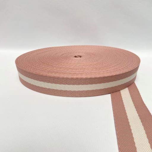 ALÇA 40MM 1 LISTRA COR ROSA VELHO LISTRA CREME (METRO)