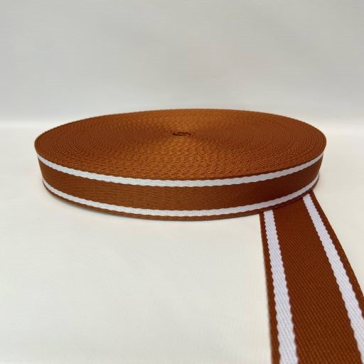ALÇA 40MM 2 LISTRAS FINA COR FERRUGEM LISTRA BRANCA (METRO)