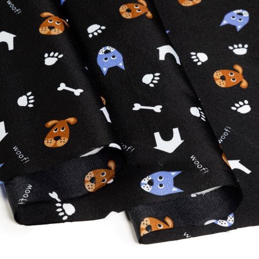 OXFORD 1/2 METRO DOG WOOF COR PRETO