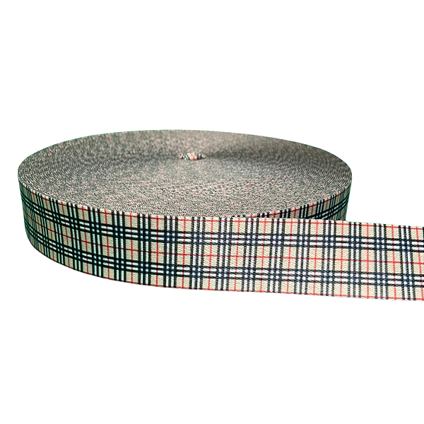 ALÇA ACETINADA 30MM ESTAMPADA COR XADREZ BURB 1 METRO