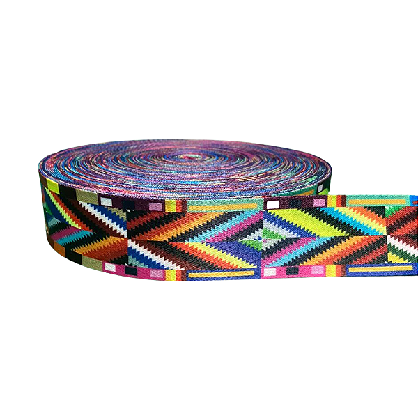 ALÇA ACETINADA 40MM ESTAMPADA COR ZIG ZAG COLORS 1 METRO