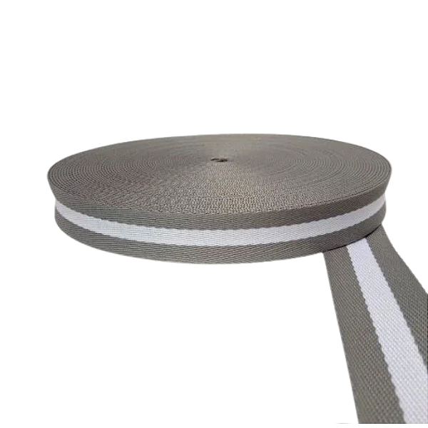 ALÇA 30MM 1 LISTRA COR CINZA LISTRA BRANCA (METRO)