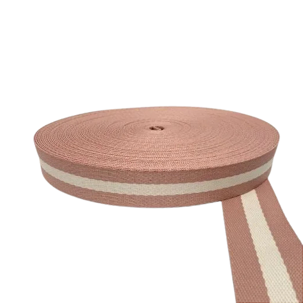 ALÇA 30MM 1 LISTRA COR ROSA VELHO LISTRA CREME (METRO)