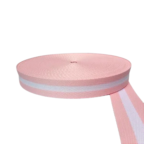 ALÇA 30MM 1 LISTRA COR ROSA BB LISTRA BRANCA (METRO)
