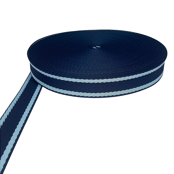 ALÇA 30MM 2 LISTRAS FINA COR MARINHO LISTRA AZUL BB (METRO)