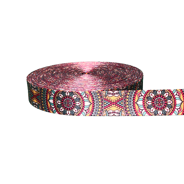 ALÇA ACETINADA 30MM ESTAMPADA COR MANDALA 289 - 1 METRO