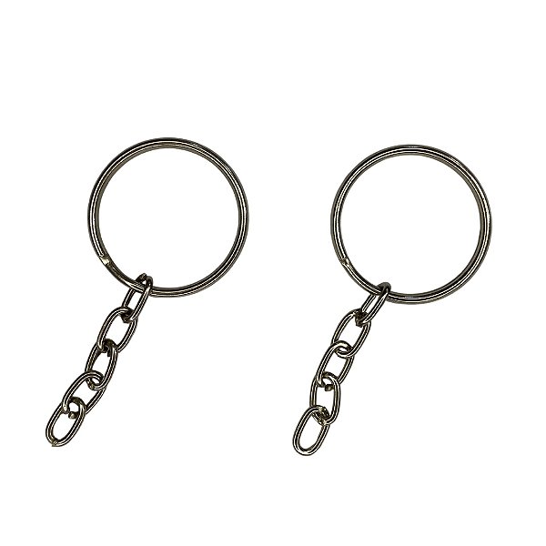 ARGOLA PARA CHAVEIRO 22MM NÍQUEL COM CORRENTE – KIT COM 5 UNIDADES