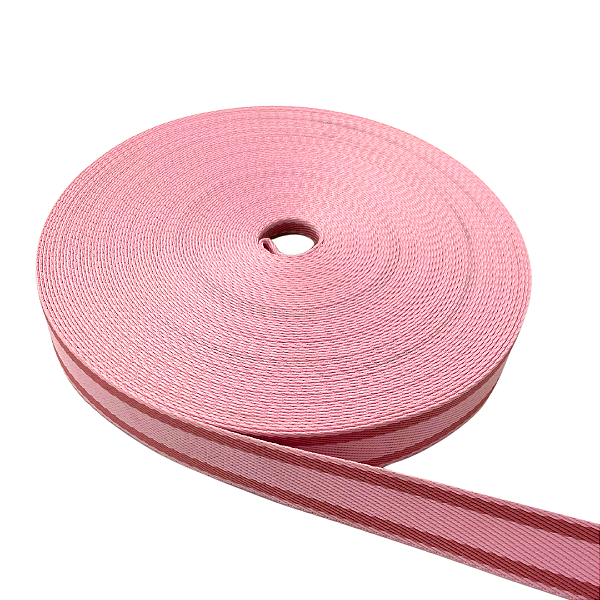 ALÇA 30MM 2 LISTRAS FINA COR ROSA BB LISTRA GOIABA 184 (METRO)