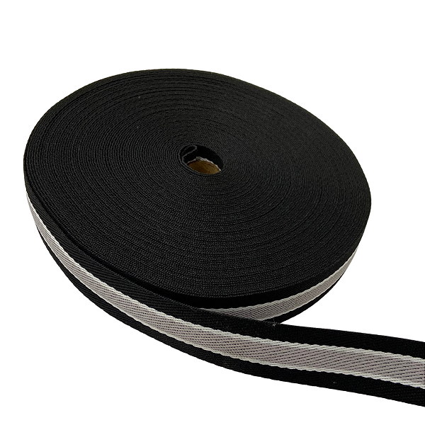ALÇA 30MM COLORIDA COR PRETO/BRANCO/PRATA 232 (METRO)