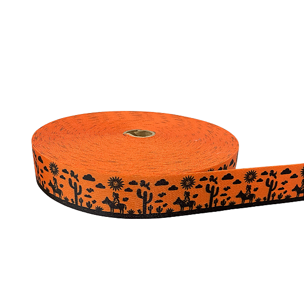 ALÇA ACETINADA 30MM ESTAMPADA COR SERTÃO 1 METRO