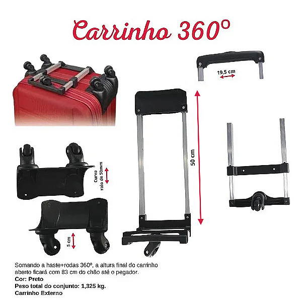 CARRINHO 360° PRETO - UNIDADE